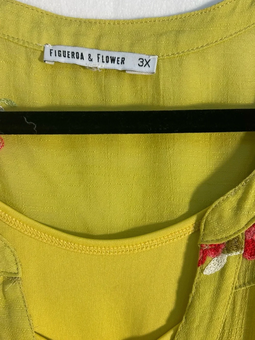 Embroidered Floral Button-Down Shirt in Chartreuse - Picture 2 of 9